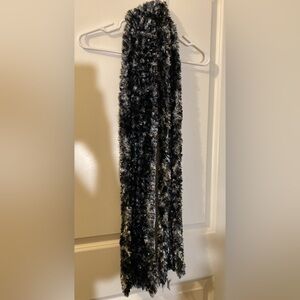 Fuzzy Black and White Scarf